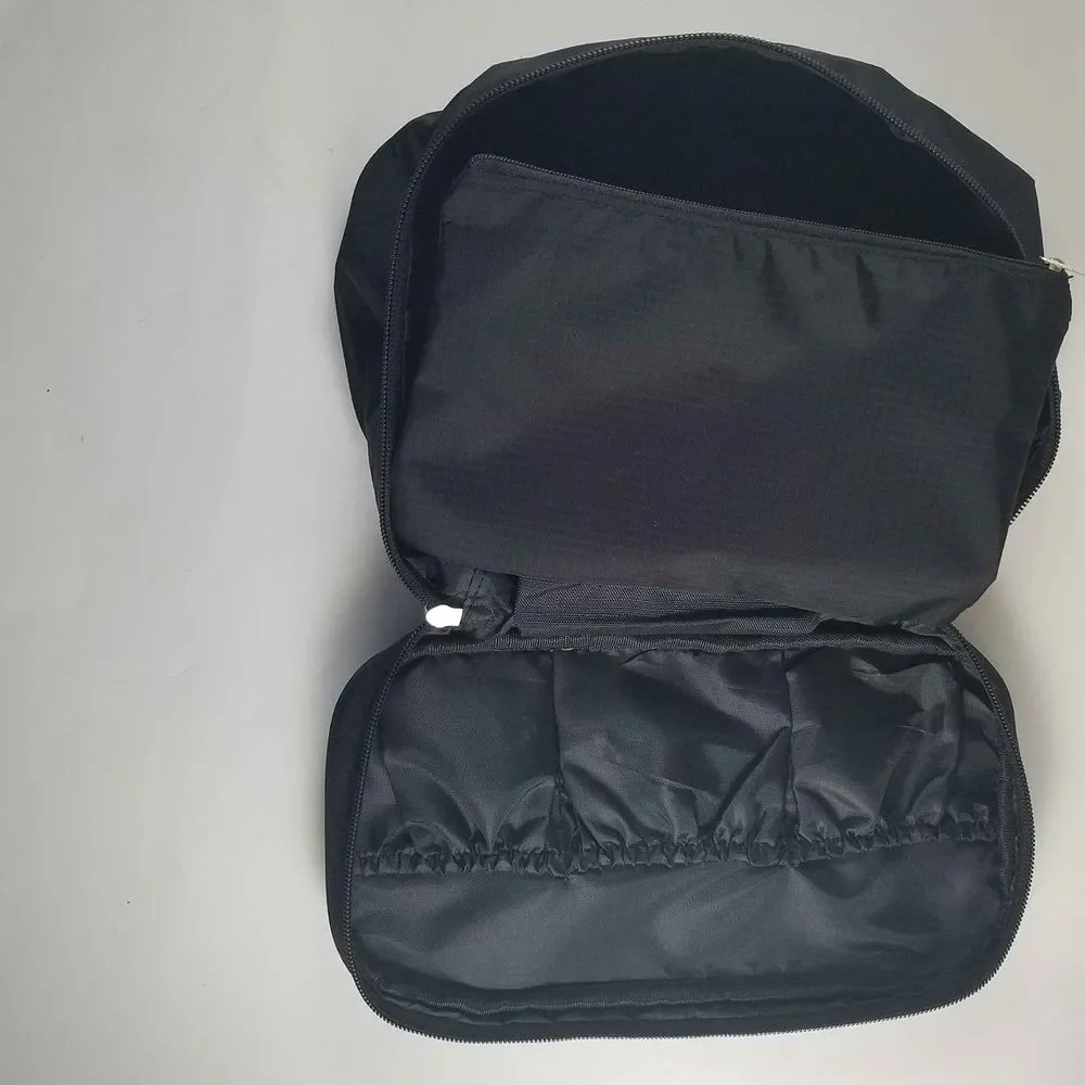 Overnight Bag Case Unisex Black Makeup Shaving Items Zipper 5 Compartment Handle